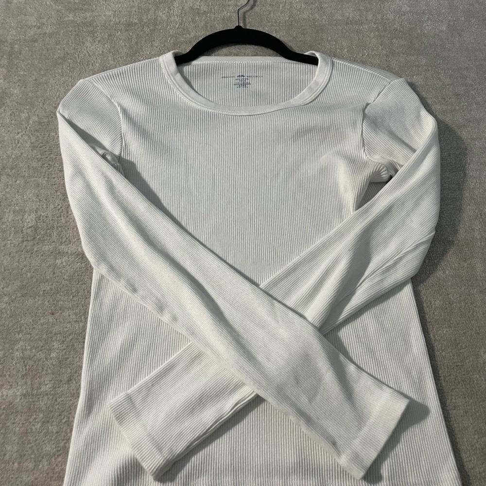 Brandy Melville Cream Fitted Long Sleeve Tee